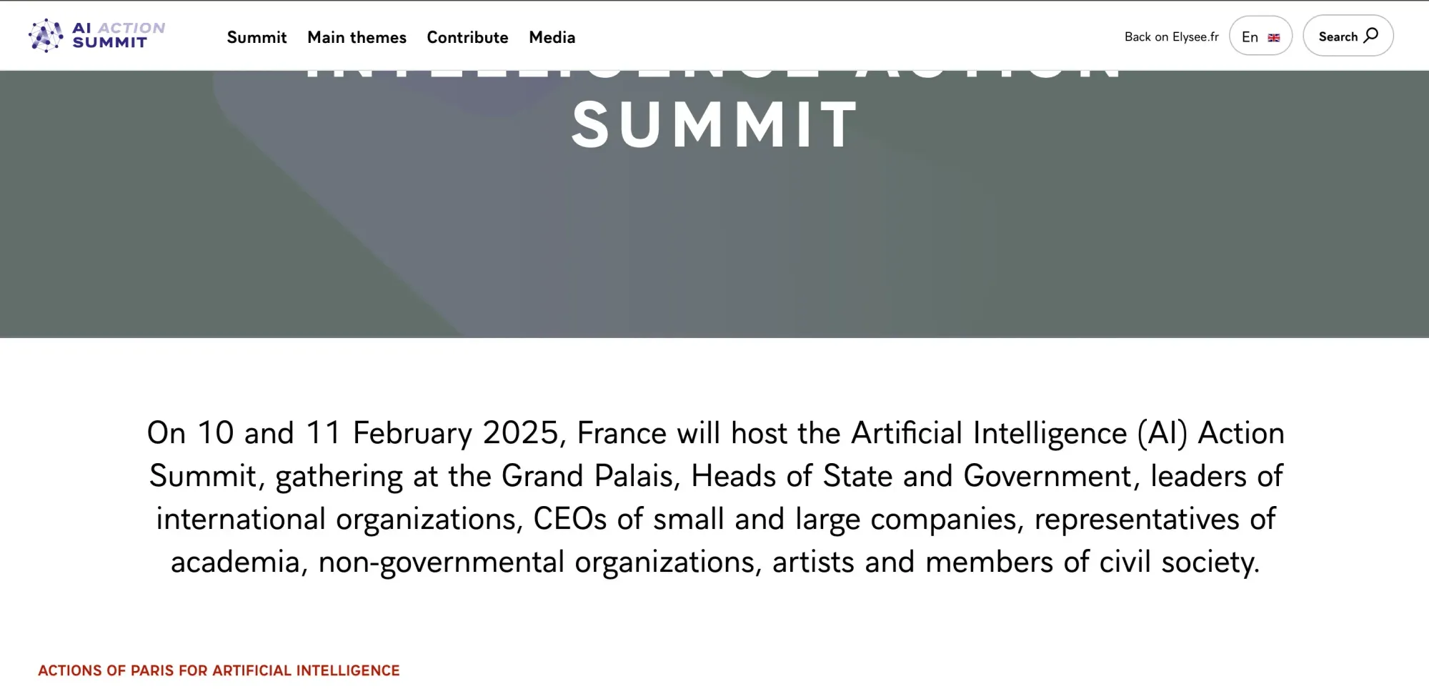 2025年2月当時のAI Action Summitの公式サイト